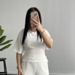 Bağlama Detaylı Modal Basic Bluz - Beyaz