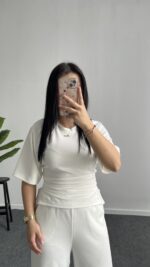 Bağlama Detaylı Modal Basic Bluz - Beyaz - Görsel 2