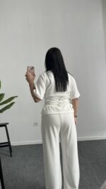 Bağlama Detaylı Modal Basic Bluz - Beyaz - Görsel 4