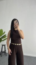 Paris Şalvar Takım - Kahve - Görsel 6