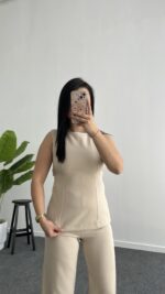 Ruby Sırt Detaylı Takım - Bej - Görsel 2