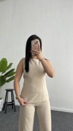 Ruby Sırt Detaylı Takım - Bej - Görsel 2