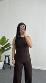 Ruby Sırt Detaylı Takım - Kahve - Görsel 2