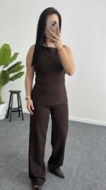 Ruby Sırt Detaylı Takım - Kahve - Görsel 4