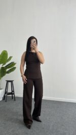 Ruby Sırt Detaylı Takım - Kahve