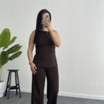 Ruby Sırt Detaylı Takım - Kahve