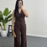 Oledo İkili Keten Takım - Kahve