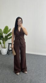 Oledo İkili Keten Takım - Kahve