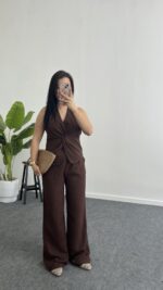 Oledo İkili Keten Takım - Kahve - Görsel 3