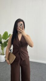 Oledo İkili Keten Takım - Kahve - Görsel 4