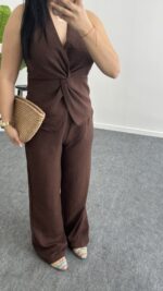 Oledo İkili Keten Takım - Kahve - Görsel 5