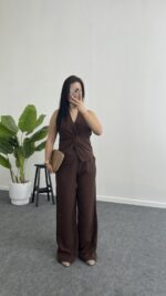 Oledo İkili Keten Takım - Kahve - Görsel 2