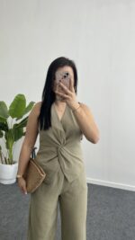 Oledo İkili Keten Takım - Haki - Görsel 3