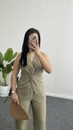 Oledo İkili Keten Takım - Haki - Görsel 4