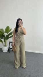 Oledo İkili Keten Takım - Haki - Görsel 5