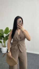 Oledo İkili Keten Takım - Bej - Görsel 4