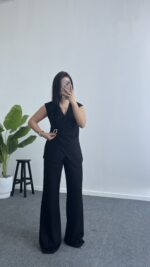 Lady Aksesuar Detaylı Kruvaze Modal Takım - Siyah - Görsel 6