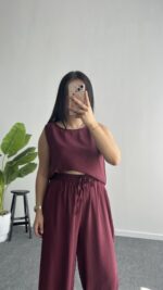 Lucia Tensel Takım - Bordo - Görsel 3
