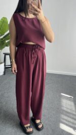 Lucia Tensel Takım - Bordo - Görsel 4