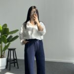 Pina Önü Simli Modal Pantolon - Lacivert