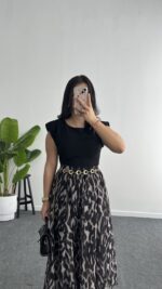 Mia Kemerli Elbise - Siyah - Görsel 3