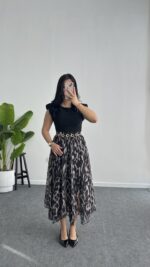 Mia Kemerli Elbise - Siyah - Görsel 8