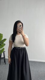 Elizz Kemerli Elbise - Siyah - Görsel 5