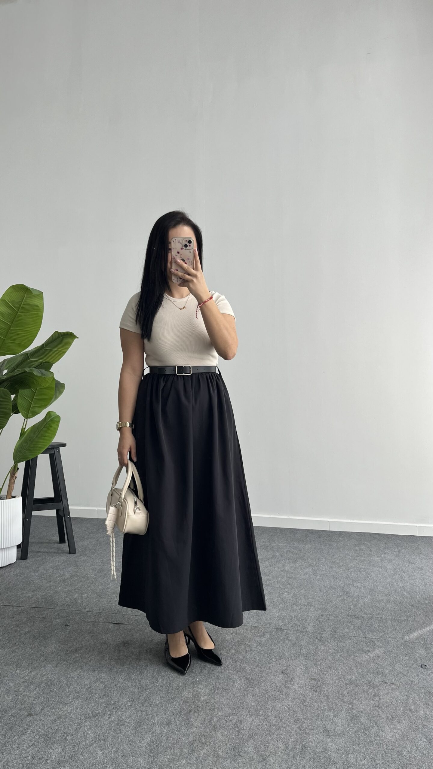 img_9385 Elizz Kemerli Elbise - Siyah - Görsel 1