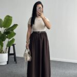 Elizz Kemerli Elbise - Kahve