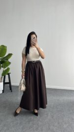 Elizz Kemerli Elbise - Kahve - Görsel 2