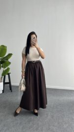 Elizz Kemerli Elbise - Kahve - Görsel 2