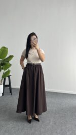 Elizz Kemerli Elbise - Kahve - Görsel 6