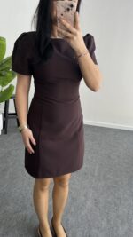 Jessica Prenses Kol Elbise - Kahve - Görsel 5