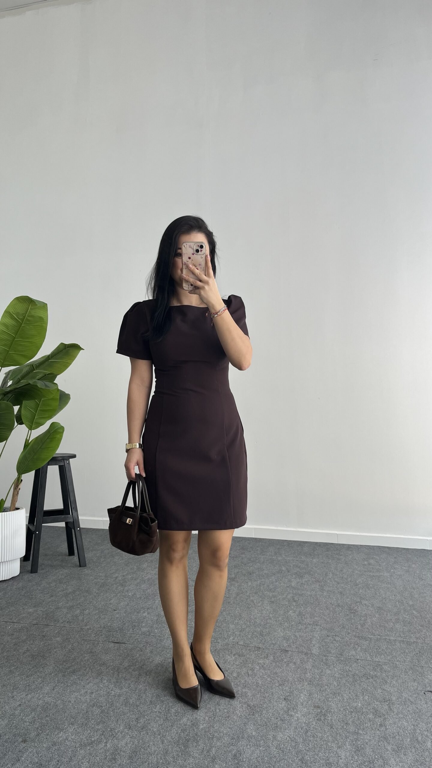 img_9537 Jessica Prenses Kol Elbise - Kahve - Görsel 1