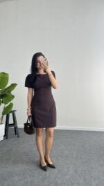 Jessica Prenses Kol Elbise - Kahve - Görsel 3