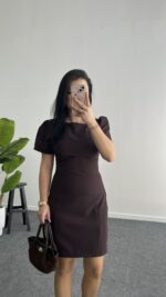 Jessica Prenses Kol Elbise - Kahve - Görsel 4