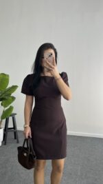 Jessica Prenses Kol Elbise - Kahve - Görsel 4