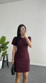 Jessica Prenses Kol Elbise - Bordo - Görsel 6