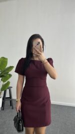 Jessica Prenses Kol Elbise - Bordo - Görsel 4