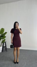 Jessica Prenses Kol Elbise - Bordo - Görsel 3