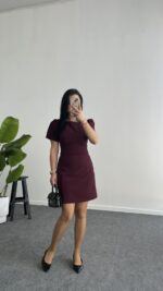 Jessica Prenses Kol Elbise - Bordo - Görsel 2