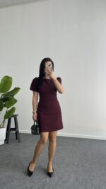 Jessica Prenses Kol Elbise - Bordo - Görsel 2