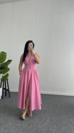 Rima Poplin Elbise - Pembe - Görsel 2