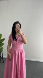 Rima Poplin Elbise - Pembe - Görsel 3