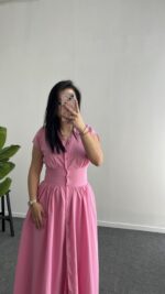 Rima Poplin Elbise - Pembe - Görsel 3