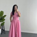 Rima Poplin Elbise - Pembe