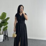 Rima Poplin Elbise - Siyah