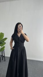 Rima Poplin Elbise - Siyah - Görsel 4