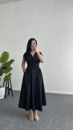 Rima Poplin Elbise - Siyah - Görsel 5