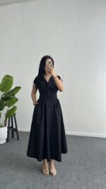 Rima Poplin Elbise - Siyah - Görsel 5